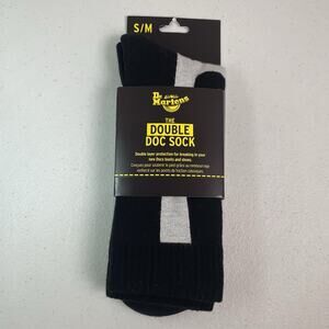 Dr Martens S/M NEW The Double Sock Pair Men 3-8 Women 4-9 Black & White AC742002